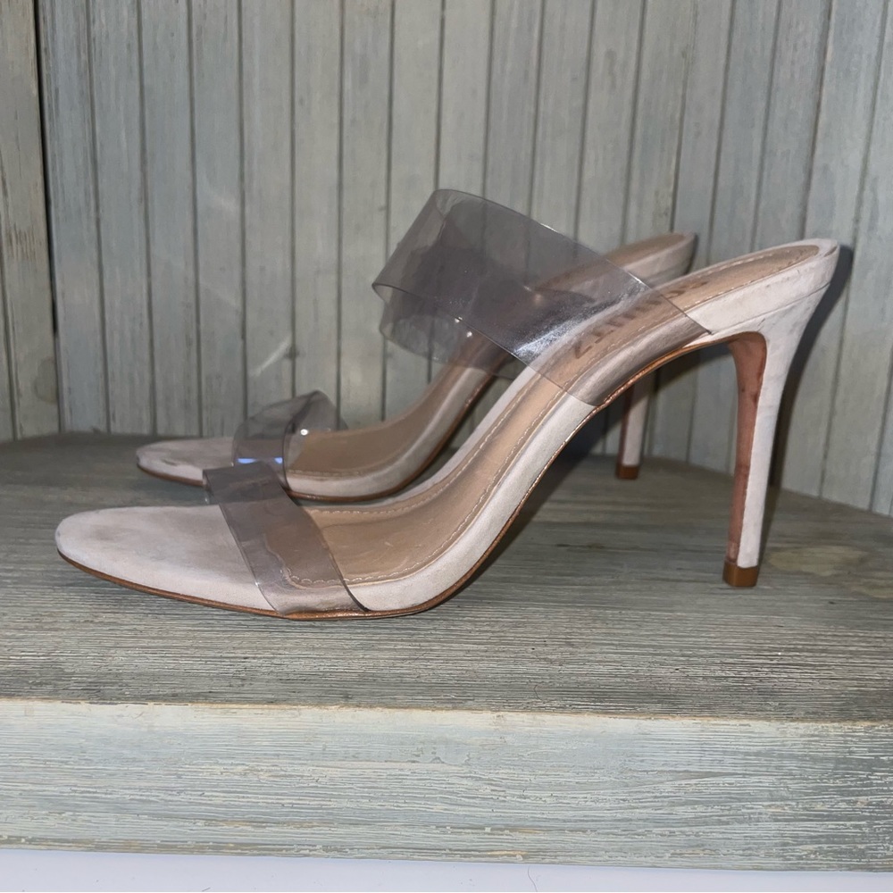 Schutz Ivory Suede and Clear Plastic Stiletto Heels Made in Brazil 6.5B